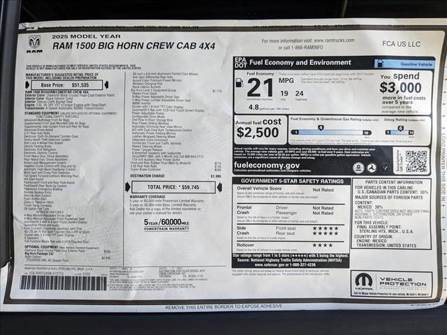 new 2025 Ram 1500 car, priced at $53,245