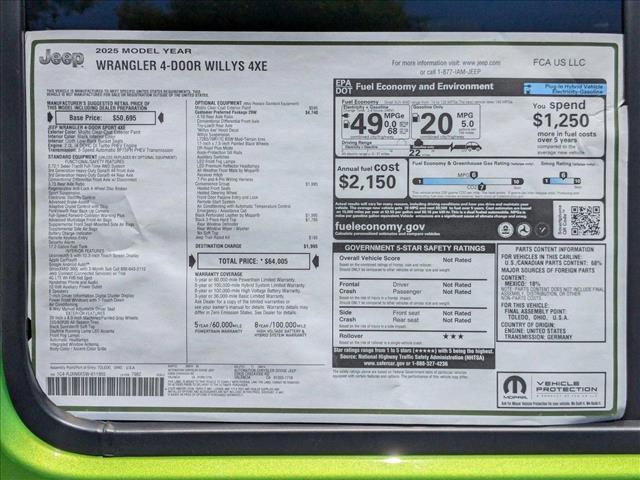new 2025 Jeep Wrangler 4xe car, priced at $57,408