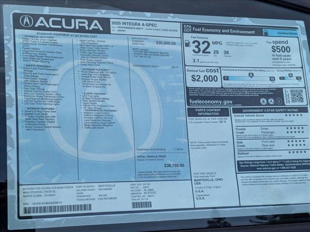 new 2025 Acura Integra car, priced at $36,795