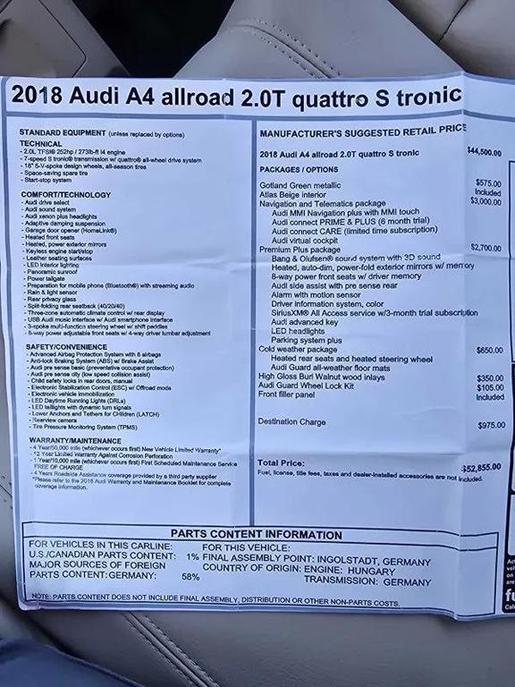 used 2018 Audi A4 allroad car, priced at $20,990