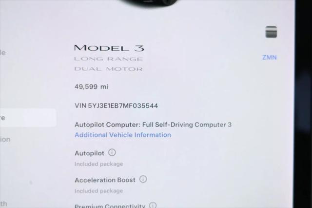 used 2021 Tesla Model 3 car, priced at $23,495