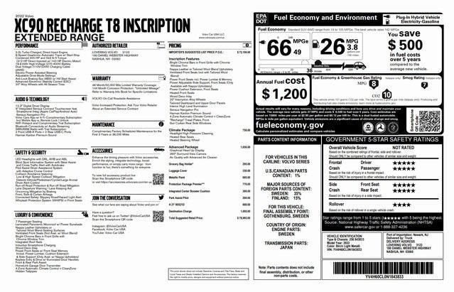 used 2022 Volvo XC90 Recharge Plug-In Hybrid car, priced at $48,950
