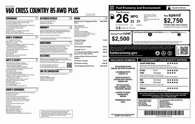 used 2024 Volvo V60 Cross Country car, priced at $45,395