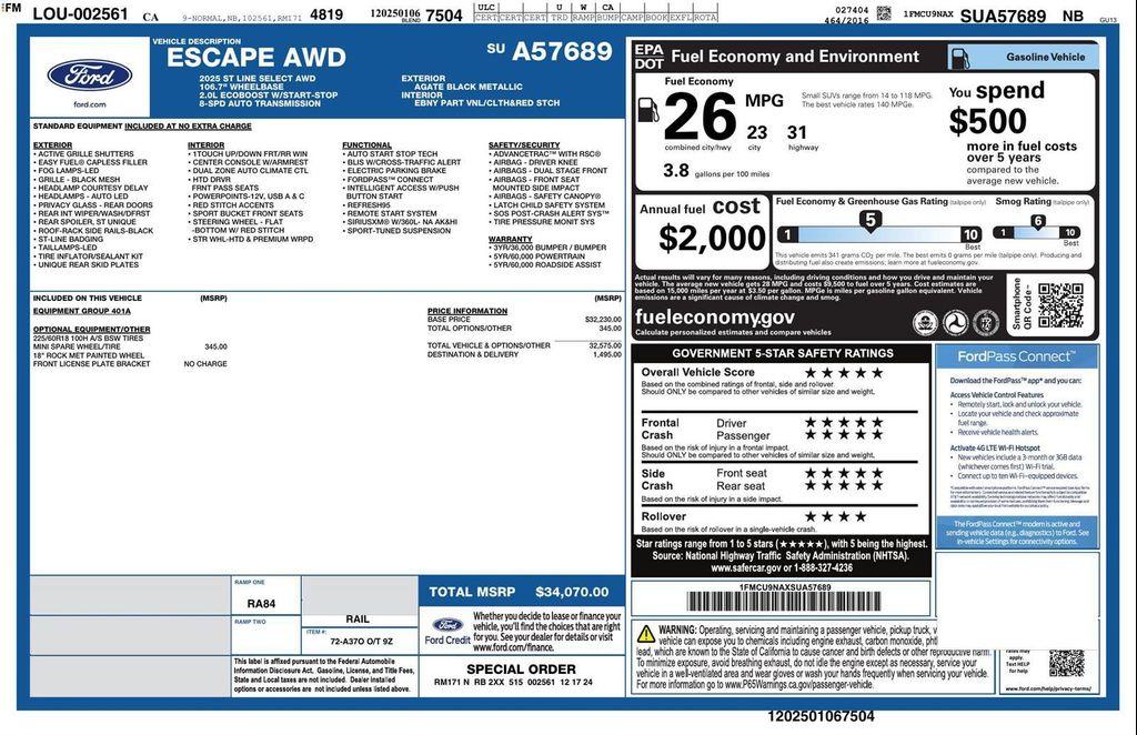 used 2025 Ford Escape car, priced at $24,900