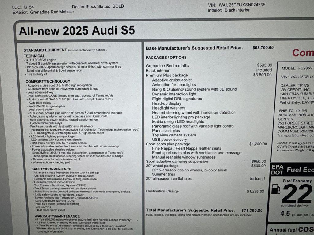 used 2025 Audi S5 car, priced at $61,900