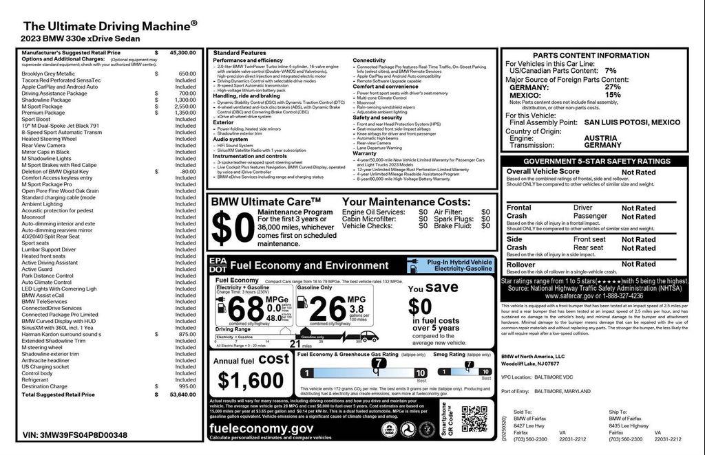 used 2023 BMW 330e car, priced at $34,990