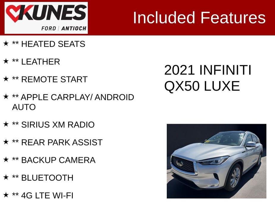 used 2021 INFINITI QX50 car, priced at $22,345