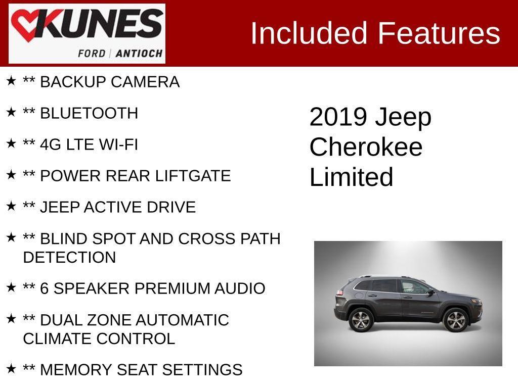 used 2019 Jeep Cherokee car, priced at $17,877