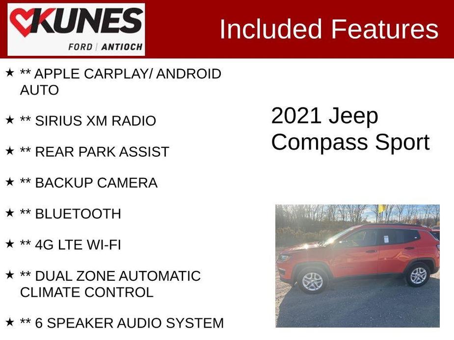 used 2021 Jeep Compass car, priced at $15,994