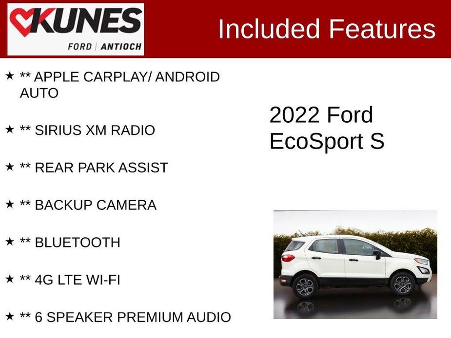 used 2022 Ford EcoSport car, priced at $14,449