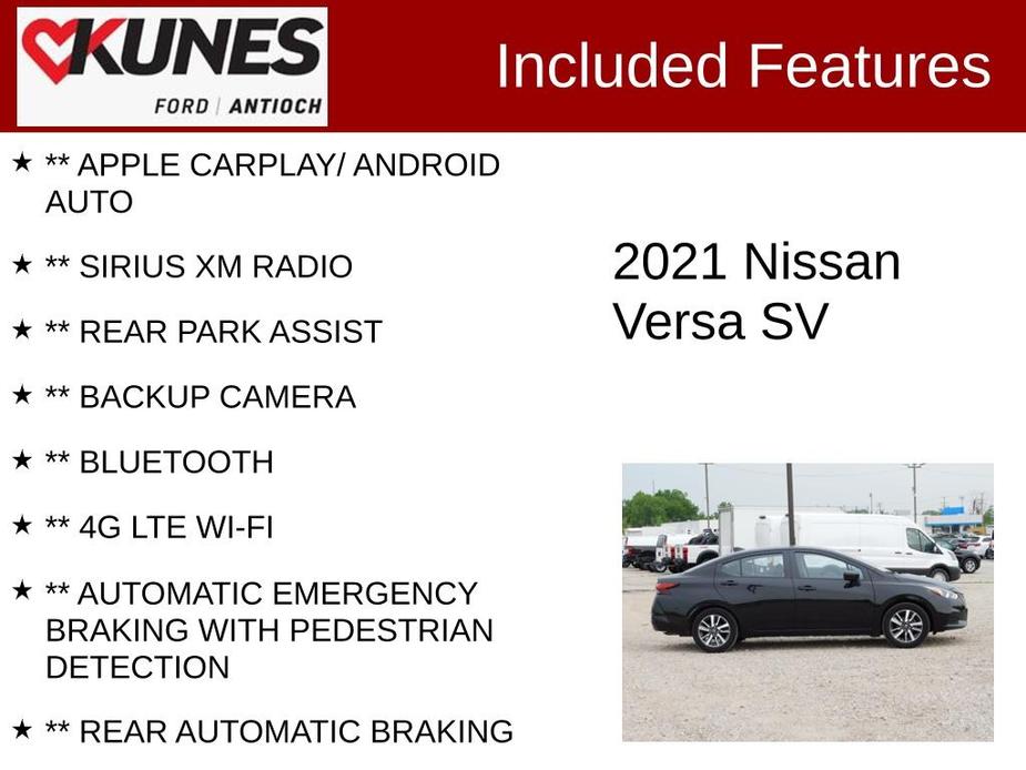used 2021 Nissan Versa car, priced at $15,200