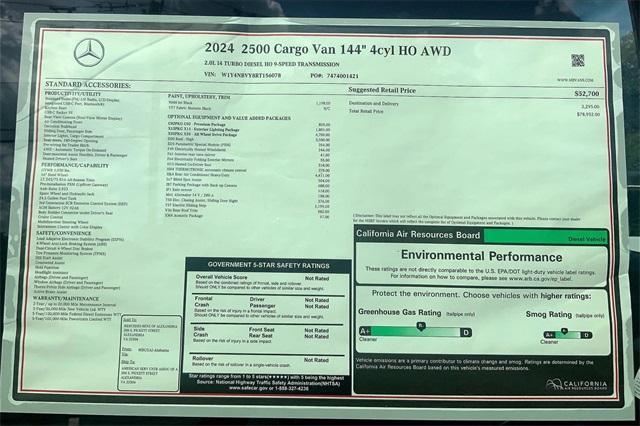 new 2024 Mercedes-Benz Sprinter 2500 car, priced at $78,952