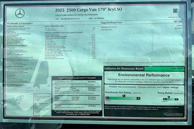 new 2025 Mercedes-Benz Sprinter 2500 car, priced at $63,958