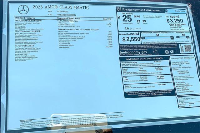 new 2025 Mercedes-Benz AMG CLA 35 car, priced at $65,735