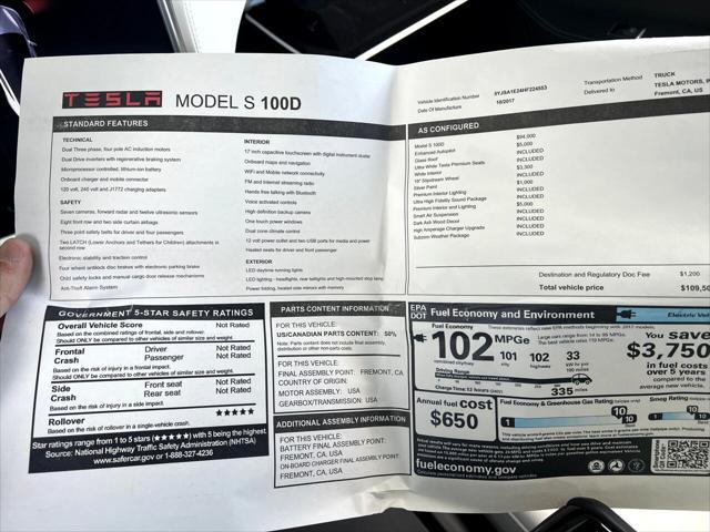 used 2017 Tesla Model S car, priced at $35,990