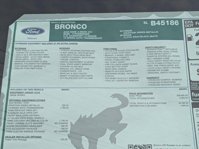 new 2025 Ford Bronco car, priced at $47,355