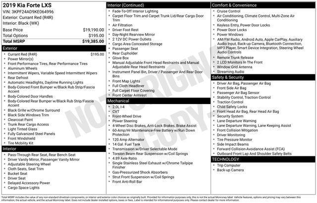 used 2019 Kia Forte car, priced at $9,900