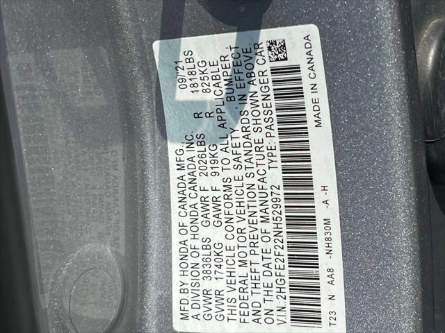 used 2022 Honda Civic car, priced at $18,995