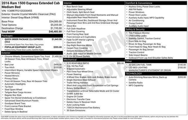 used 2016 Ram 1500 car, priced at $17,000