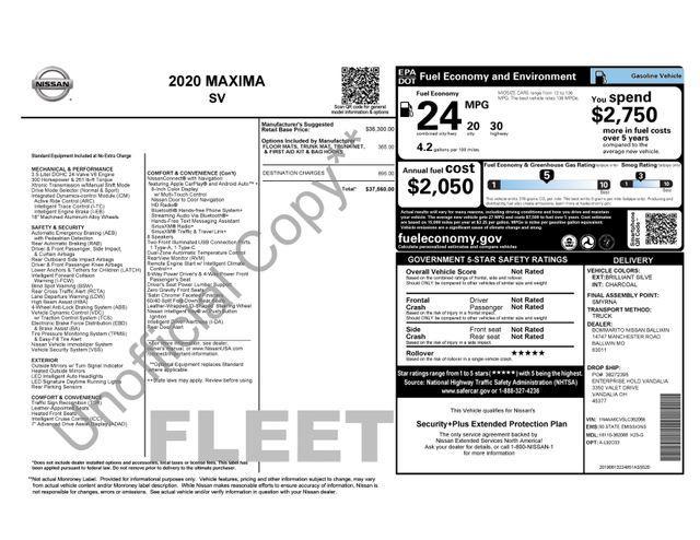 used 2020 Nissan Maxima car, priced at $17,000