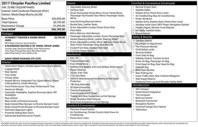 used 2017 Chrysler Pacifica car, priced at $13,000