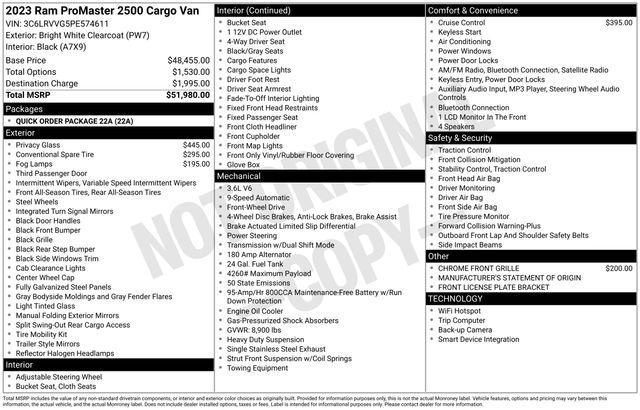 used 2023 Ram ProMaster 2500 car, priced at $27,903