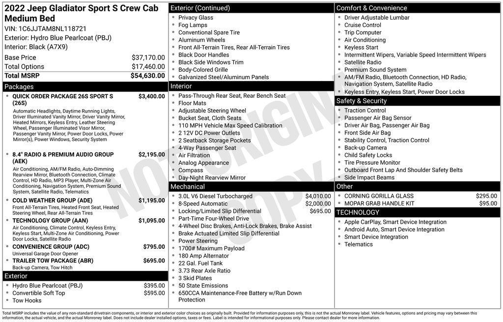 used 2022 Jeep Gladiator car, priced at $35,900