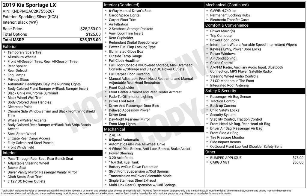 used 2019 Kia Sportage car, priced at $15,400