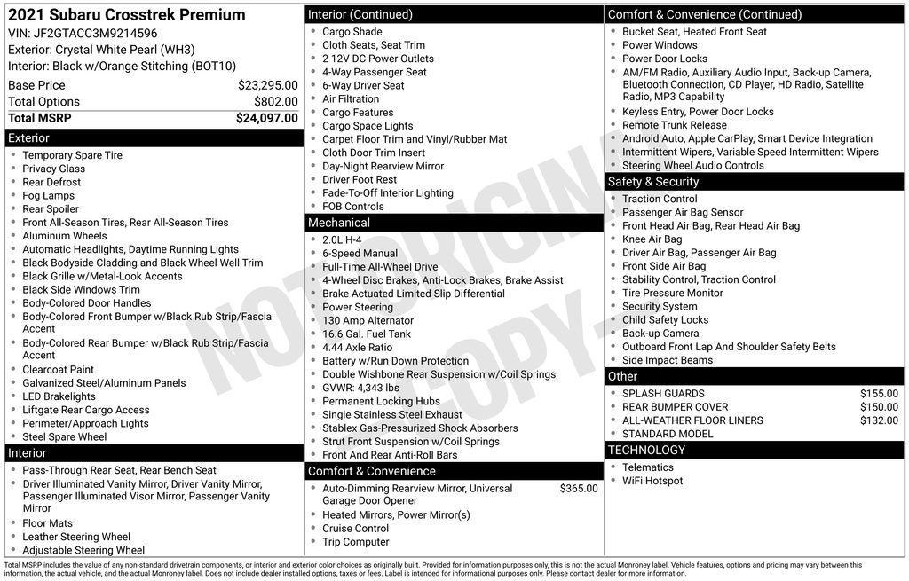 used 2021 Subaru Crosstrek car, priced at $21,900