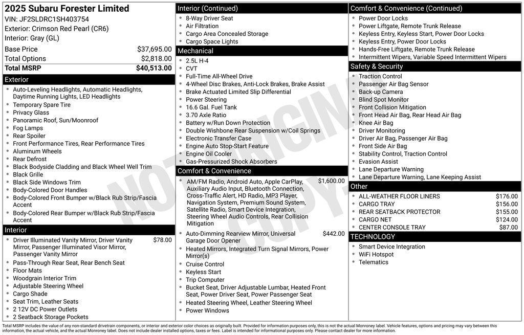 used 2025 Subaru Forester car, priced at $34,900
