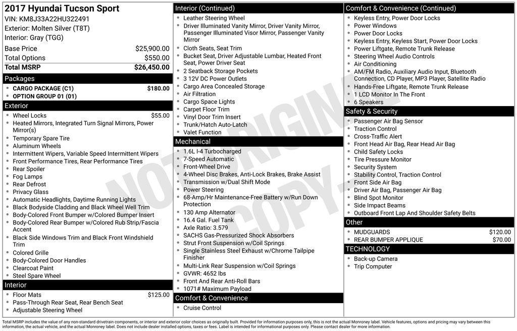 used 2017 Hyundai Tucson car, priced at $14,200