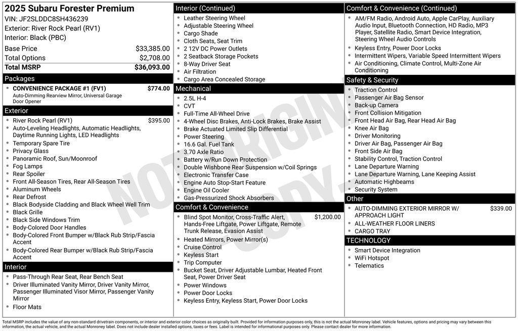 used 2025 Subaru Forester car, priced at $32,900