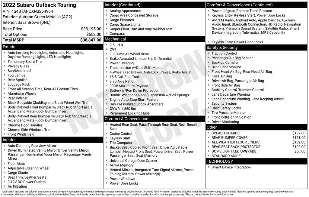 used 2022 Subaru Outback car, priced at $29,028