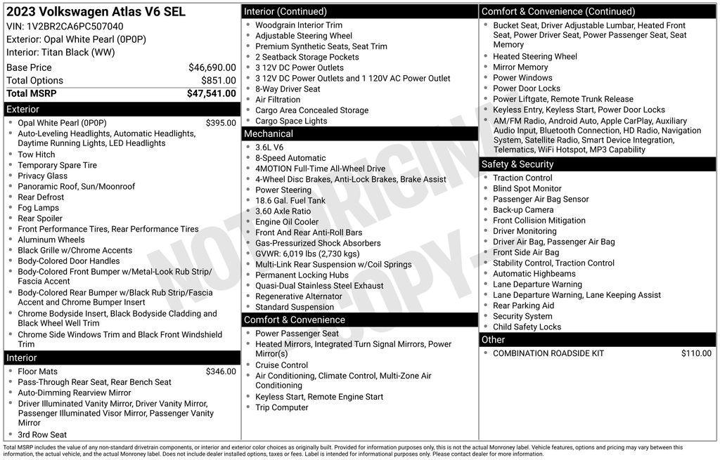 used 2023 Volkswagen Atlas car, priced at $31,579