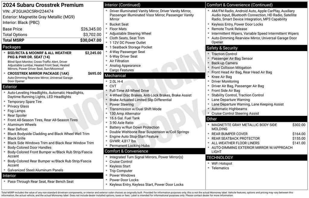 used 2024 Subaru Crosstrek car, priced at $26,179
