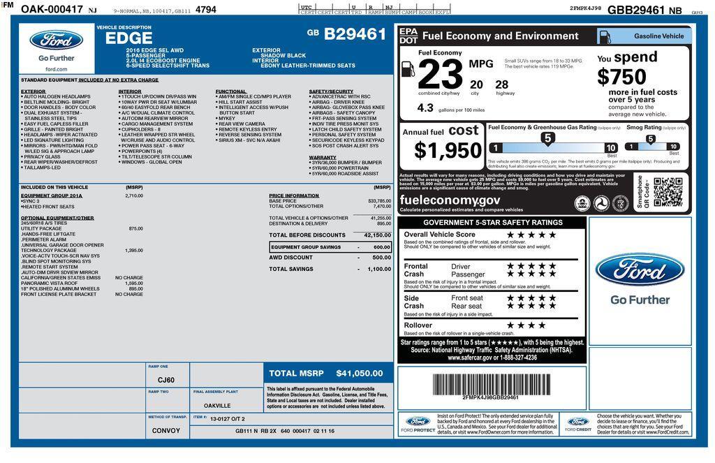 used 2016 Ford Edge car, priced at $11,900