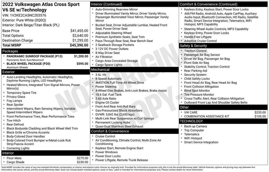 used 2022 Volkswagen Atlas Cross Sport car, priced at $26,727