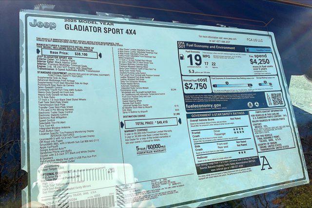 new 2025 Jeep Gladiator car, priced at $44,334