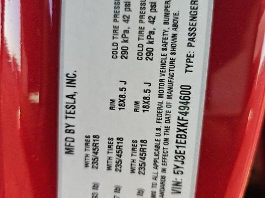 used 2019 Tesla Model 3 car