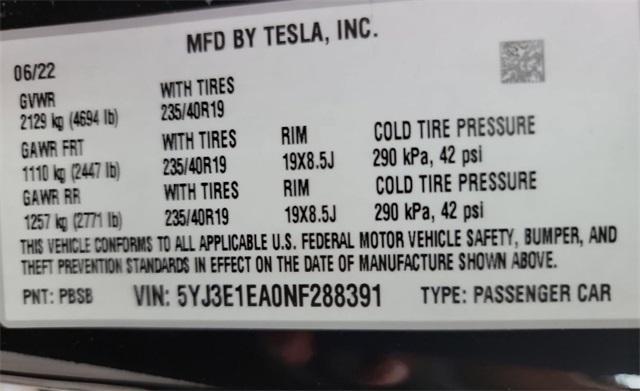 used 2022 Tesla Model 3 car, priced at $23,695