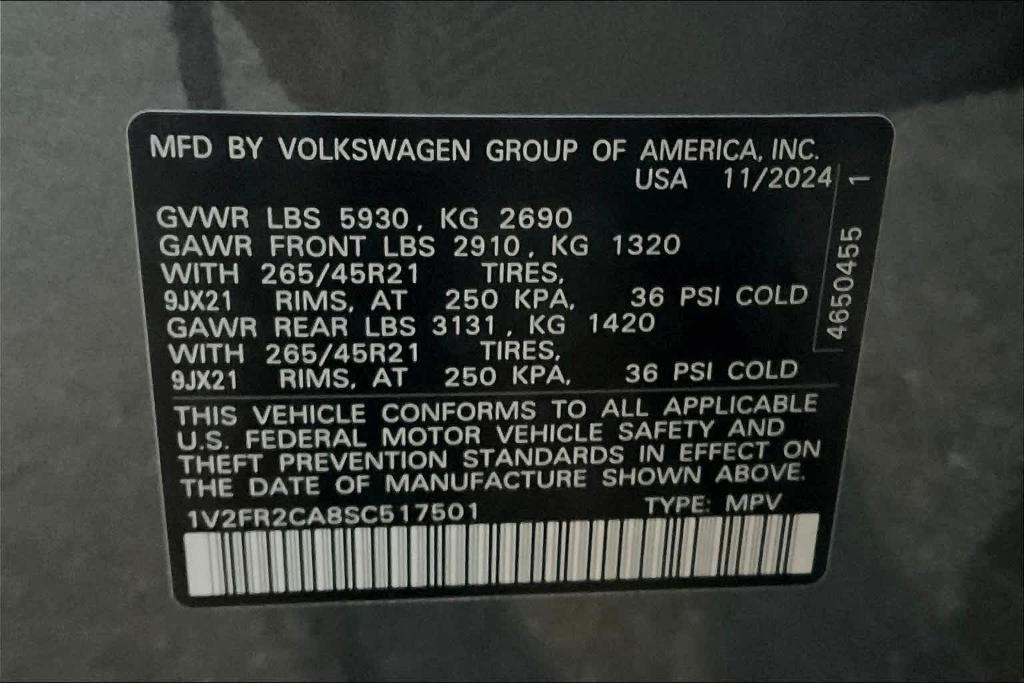 new 2025 Volkswagen Atlas car, priced at $50,714