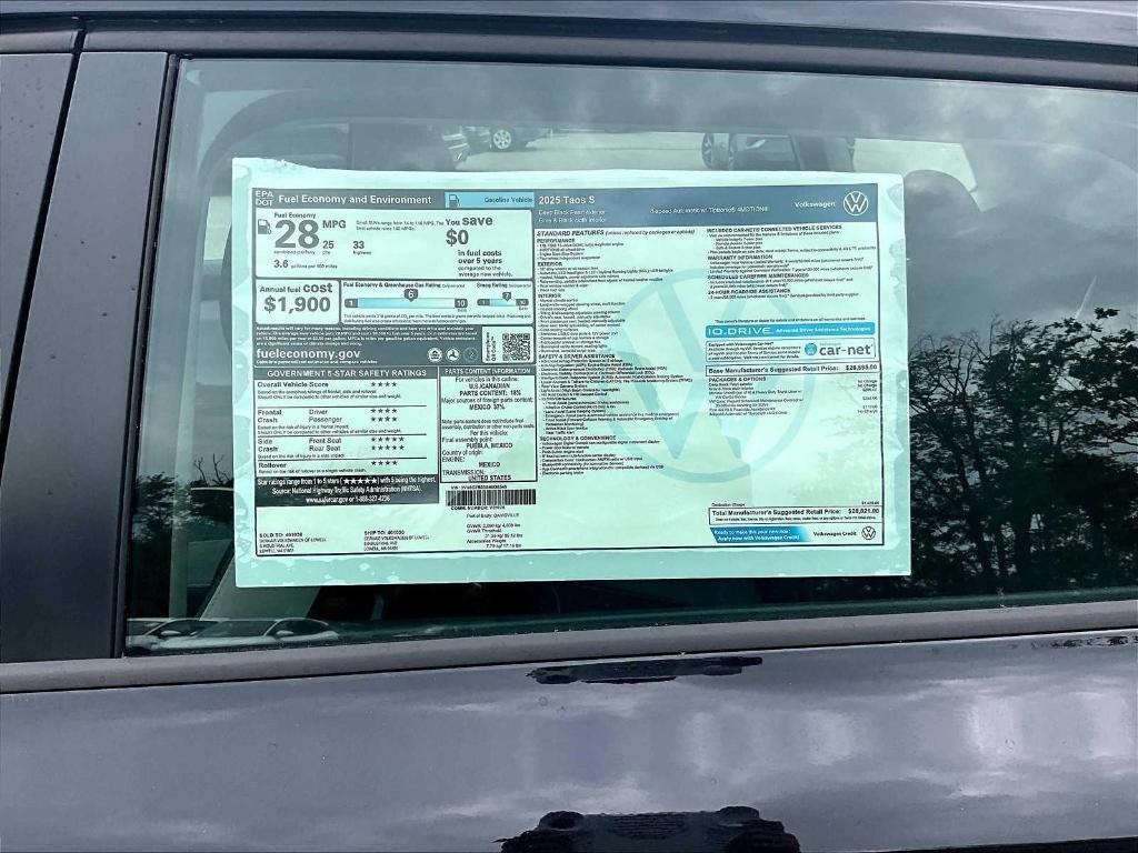 new 2025 Volkswagen Taos car, priced at $27,390