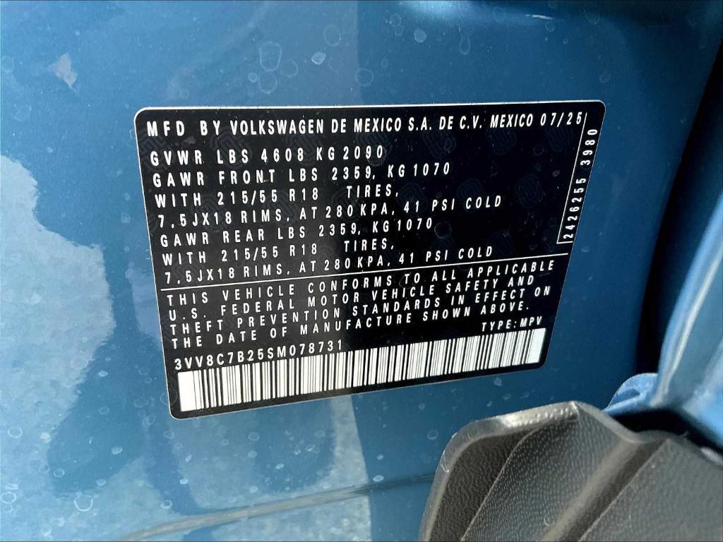 new 2025 Volkswagen Taos car, priced at $28,338