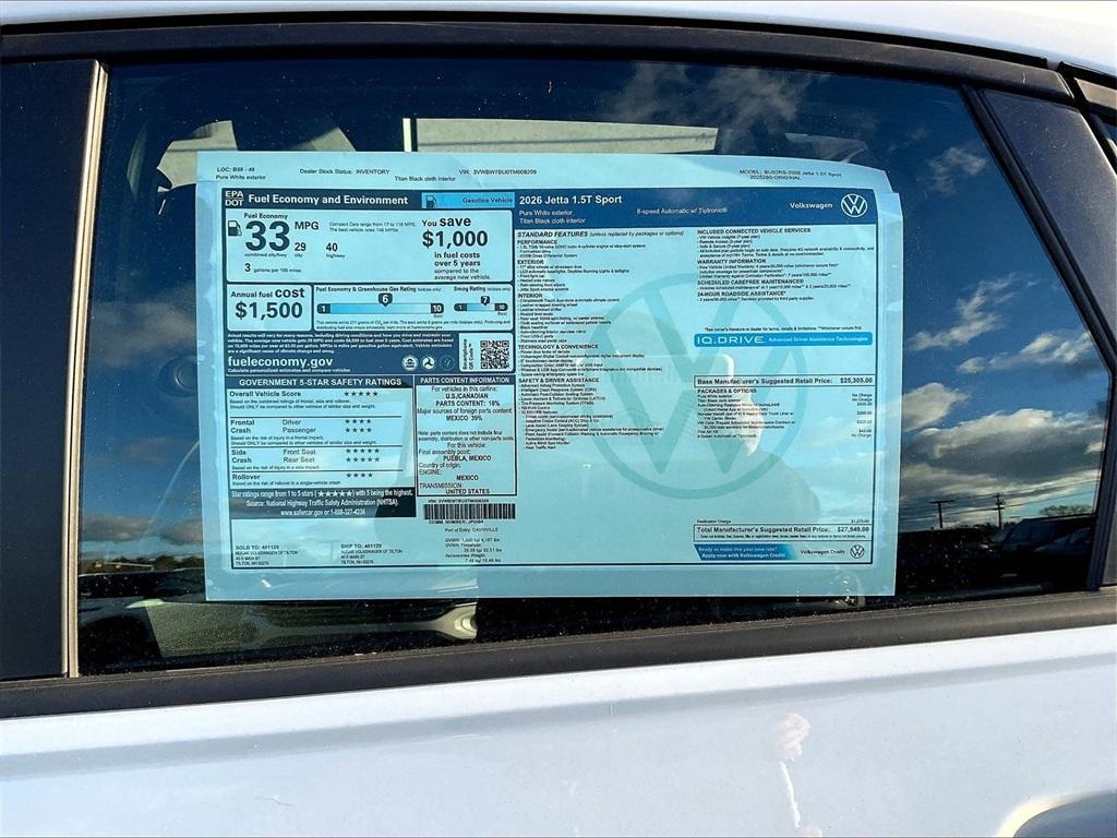 new 2026 Volkswagen Jetta car, priced at $27,016