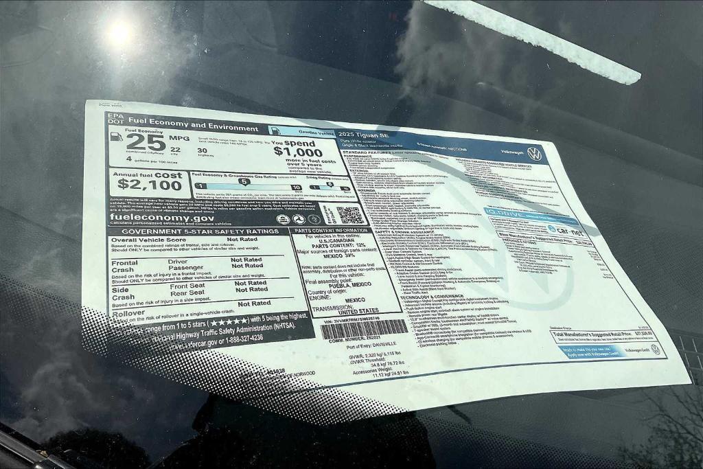 new 2025 Volkswagen Tiguan car, priced at $35,370