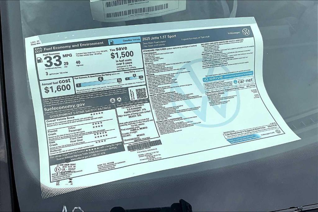 new 2025 Volkswagen Jetta car, priced at $24,679