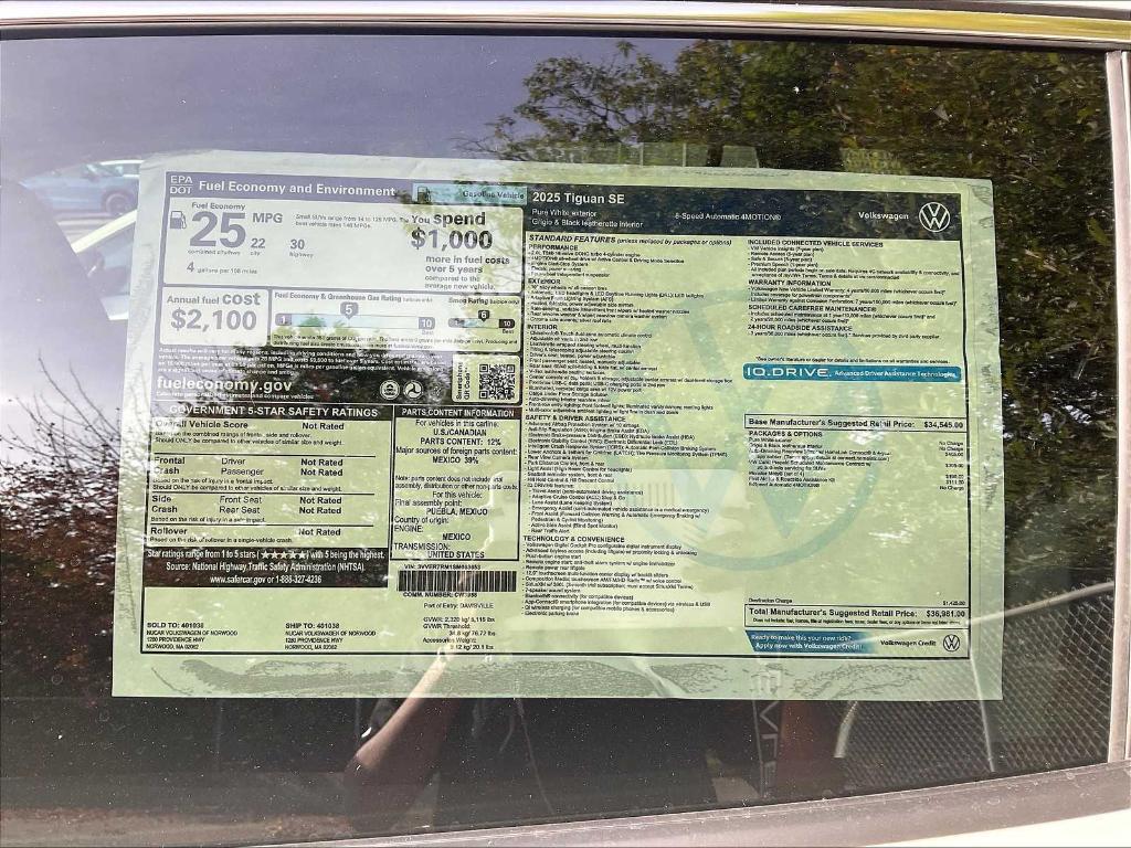 new 2025 Volkswagen Tiguan car, priced at $33,218
