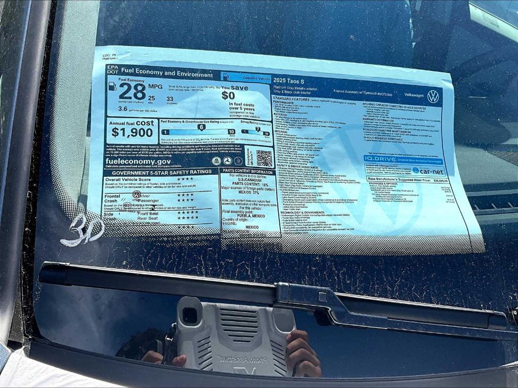 new 2025 Volkswagen Taos car, priced at $27,390