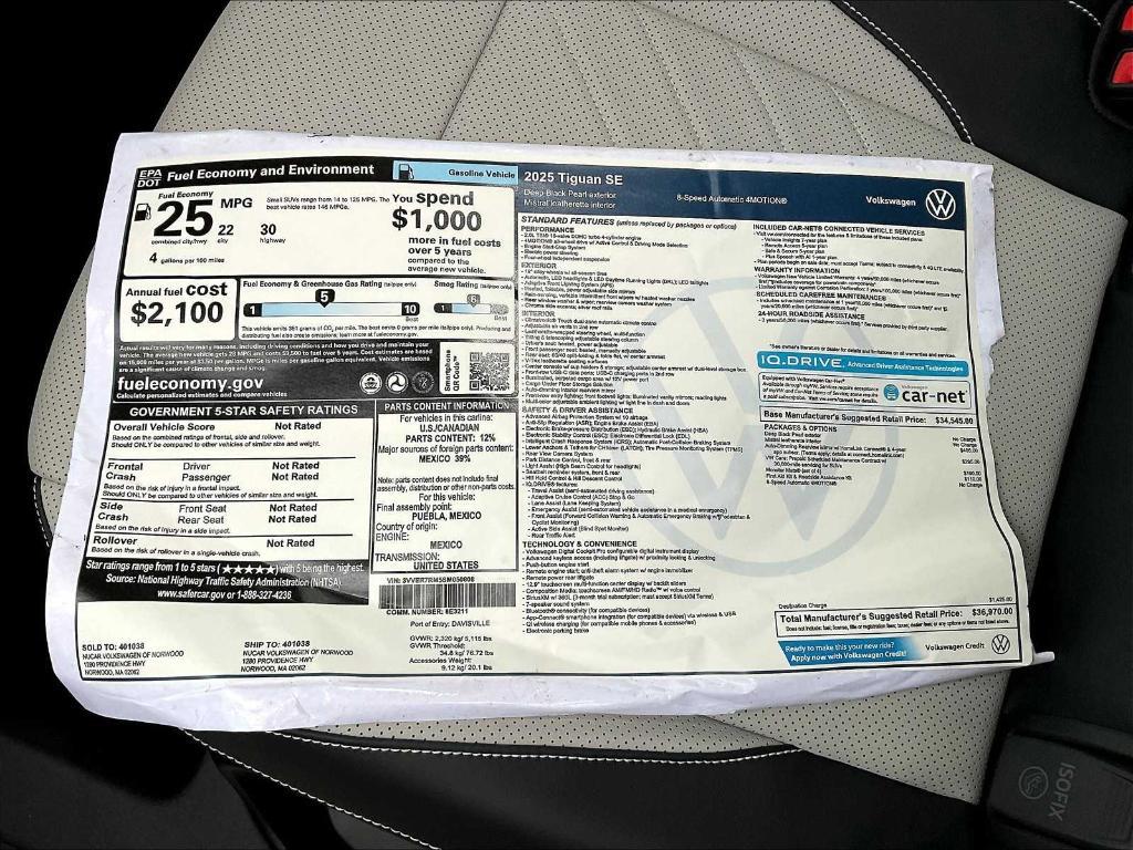 new 2025 Volkswagen Tiguan car, priced at $33,207