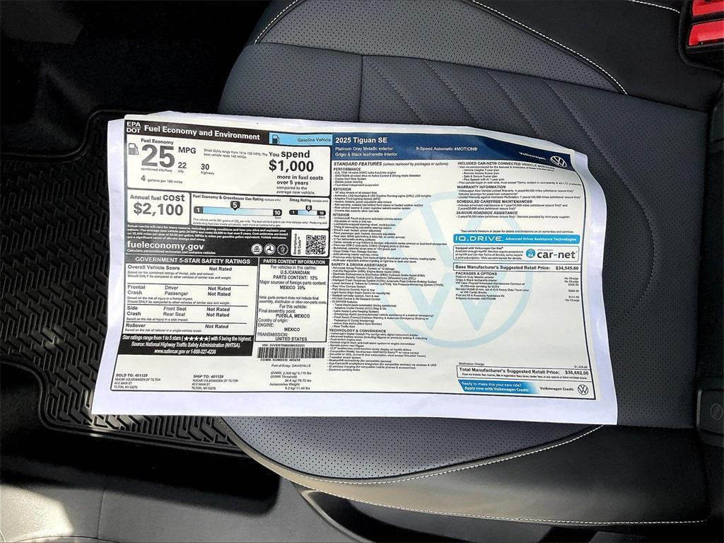 new 2025 Volkswagen Tiguan car, priced at $33,893